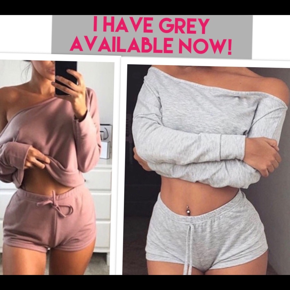 Crop top & shorts set (pink or grey) NWOT